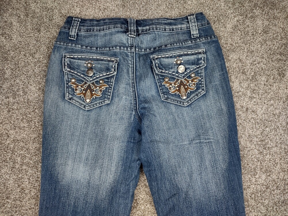 Earl Jeans Women Sz 6 Blue Denim Slim Bootcut Mid Rise Stretch Pockets 29x30
